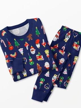 Hanna Andersson Organic Cotton Holiday Pajama Set Small Ornaments Christmas PJs